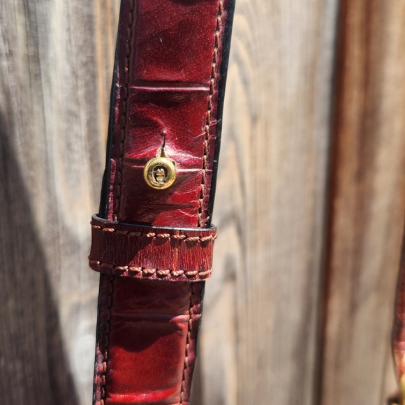 Aigner Red Croc Embossed Leather Crossbody Purse - Picture 5 of 16